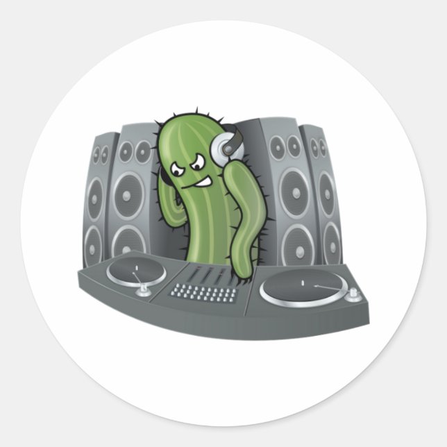 Sticker Rond DJ Cactus Design (Devant)