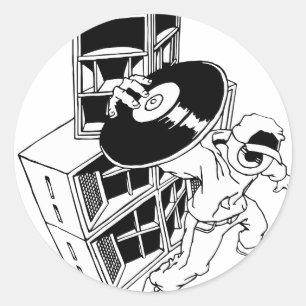 Sticker Rond DJ et haut-parleurs