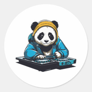 Sticker Rond DJ Kawaii Panda