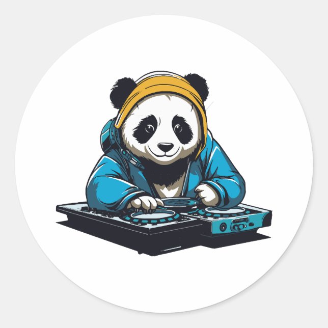 Sticker Rond DJ Kawaii Panda (Devant)