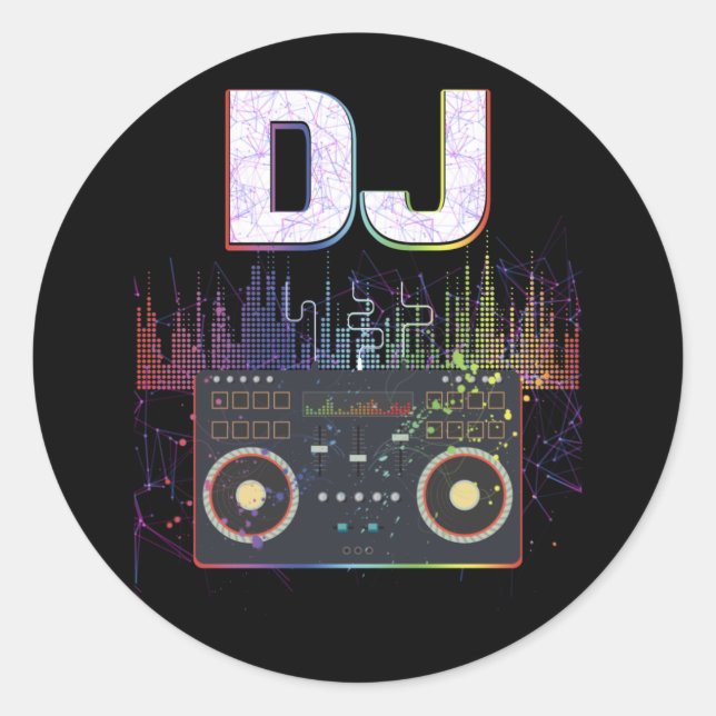 Sticker Rond Dj Music Lover Music Player Sound Cool (Devant)