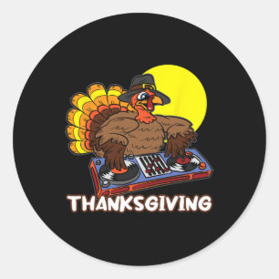Sticker Rond DJ Turquie Thanksgiving Day Cool Fall Dance Music 