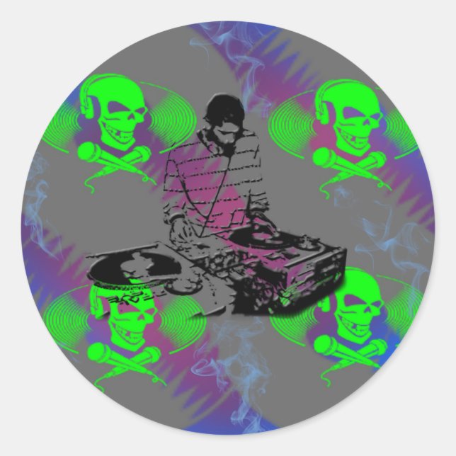 Sticker Rond DJ Vinyl Spinner (Devant)