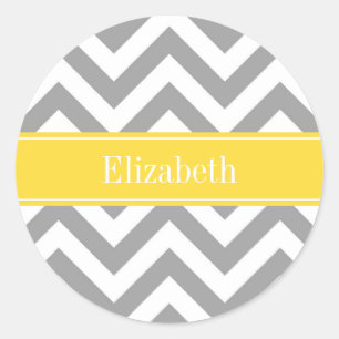 Sticker Rond Dk Gray White LG Chevron Pineapple Nom monogram