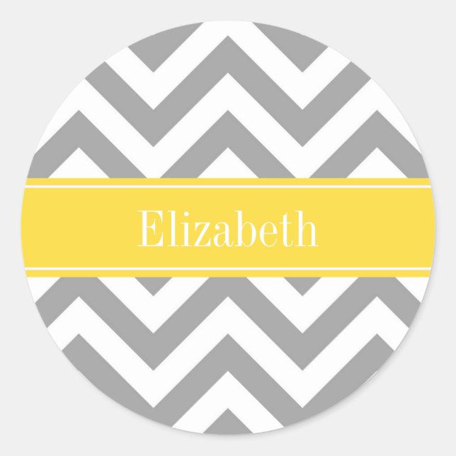 Sticker Rond Dk Gray White LG Chevron Pineapple Nom monogram (Devant)