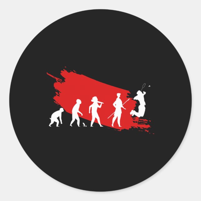 Sticker Rond Dminton Player Evolution Funny Sports Entraîneur G (Devant)