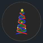 Sticker Rond DNA Helix Christmas Tree Life Science Biologie<br><div class="desc">DNA Helix Christmas Tree Life Science Biologie</div>