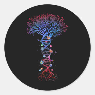 Sticker Rond Dna Tree Root Life Genetic Funny Jour des terres A