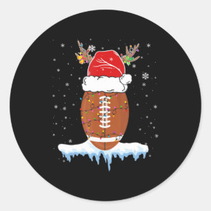 Sticker Rond Do Christmas Football Santa Hat Merry Xmas Footbal