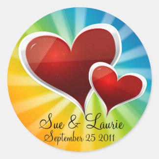 Sticker Rond do-it-yourself Coeurs arc-en-ciel