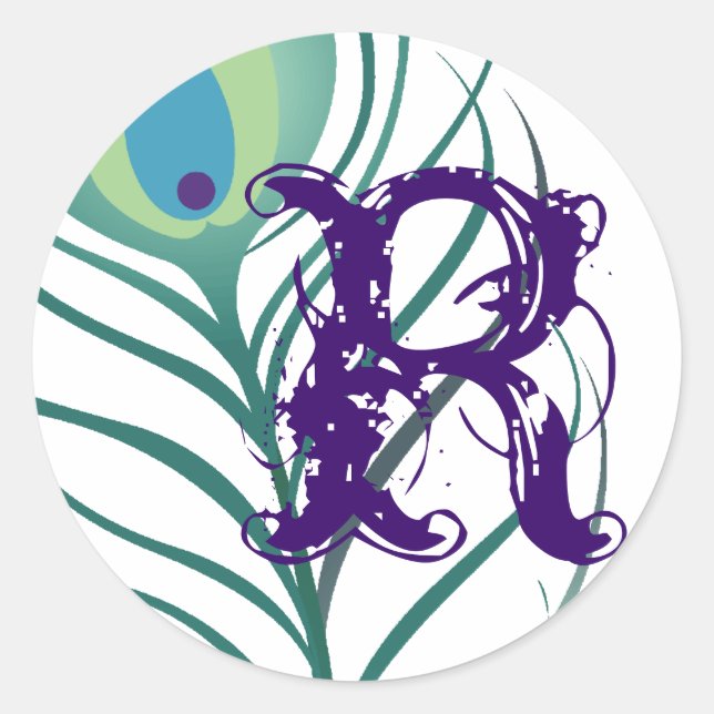 Sticker Rond do-it-yourself Elégante Plume De Peacock (Devant)