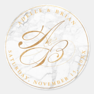 Sticker Rond do-it-yourself Faux Gold Calligraphy Monogrammes/M