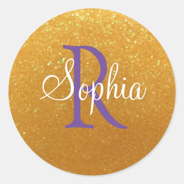 Sticker Rond do-it-yourself Nom & Monogramme, Parties scintilla (Devant)
