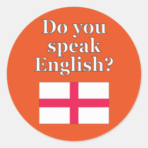 Sticker Rond "Do you speak English ?" en anglais. Flag