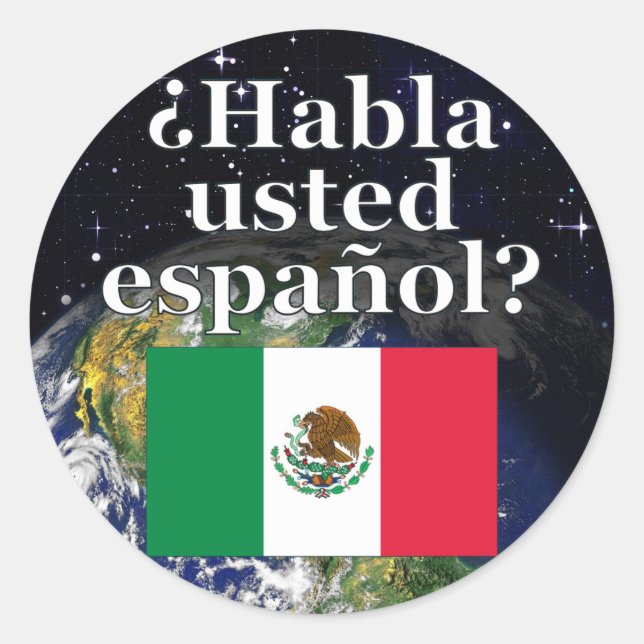 Sticker Rond Do you speak Spanish ? Flag & Earth (Devant)