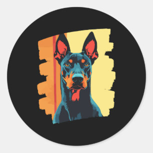 Sticker Rond Doberman