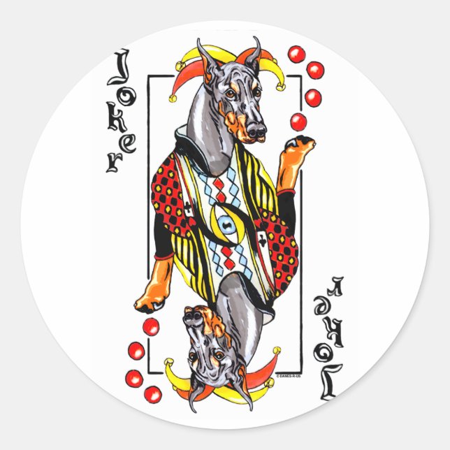 Sticker Rond Doberman Black Joker (Devant)