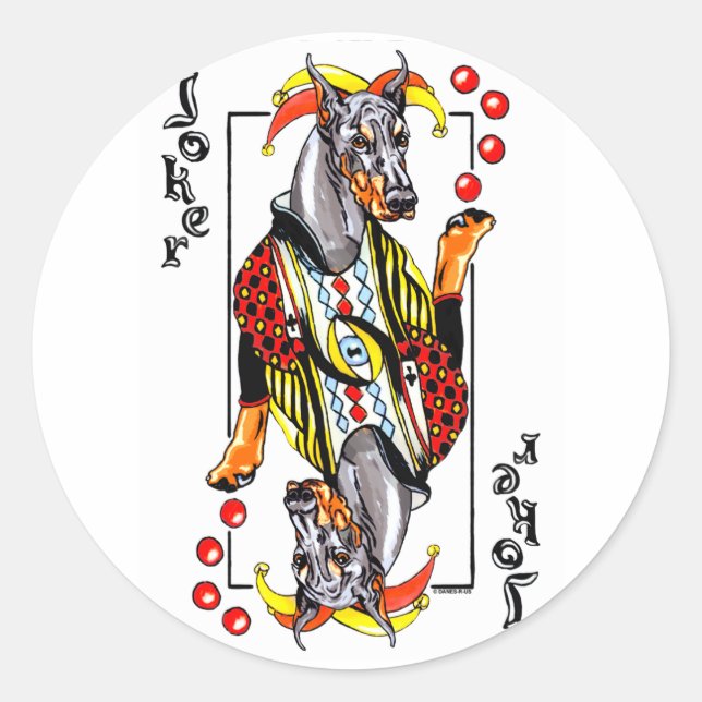 Sticker Rond Doberman Black Joker (Devant)