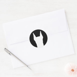 Sticker Rond Doberman Blanc Noir