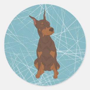 Sticker Rond Doberman Pinscher