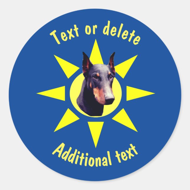Sticker Rond Doberman Pinscher Chien Personnalisé (Devant)