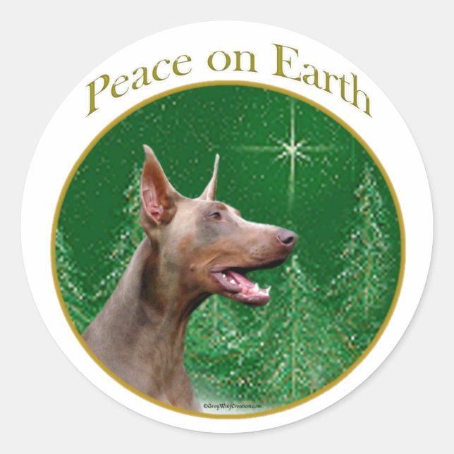 Sticker Rond Doberman Pinscher (isabella) Paix (Devant)