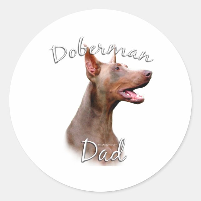Sticker Rond Doberman Pinscher (Isabella) Papa 2 (Devant)