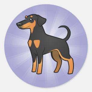 Sticker Rond Doberman Pinscher (oreilles de disquette)