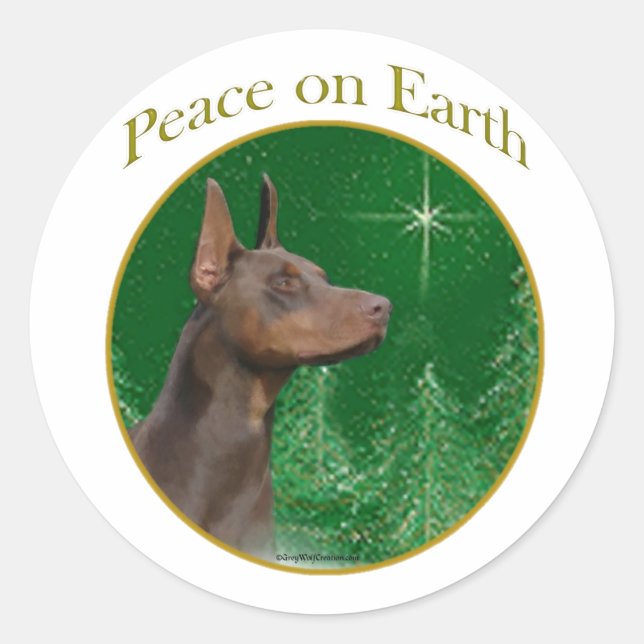 Sticker Rond Doberman Pinscher Peace (Devant)