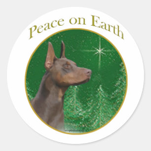 Sticker Rond Doberman Pinscher Peace