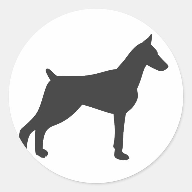 Sticker Rond Doberman Pinscher Silhouette (Devant)
