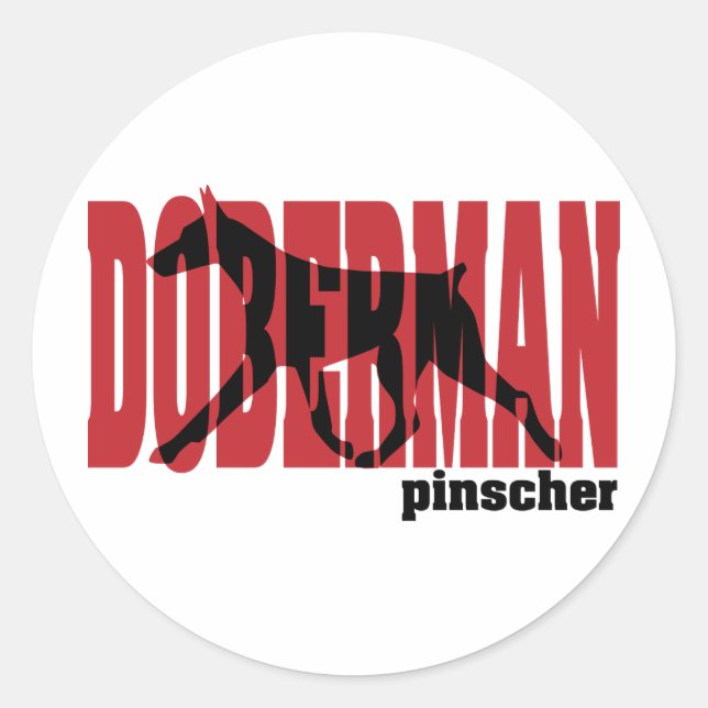 Sticker Rond Doberman Silhouette, mouvement (Devant)