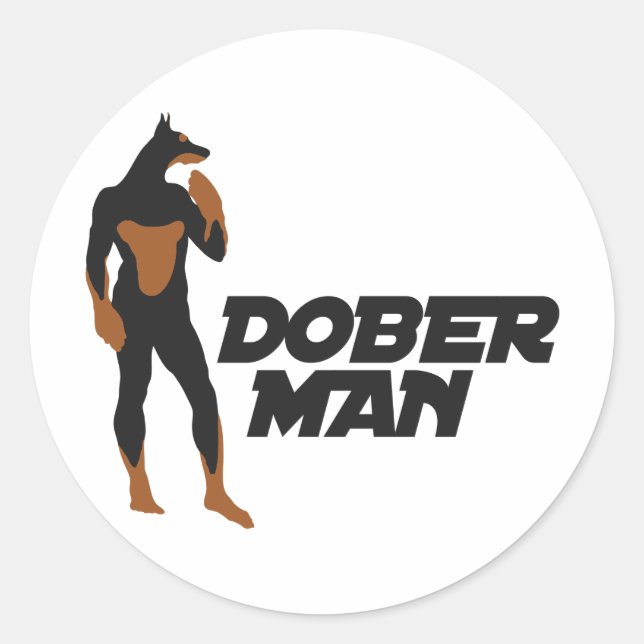 Sticker Rond DoberMan Superhero 2 (Devant)