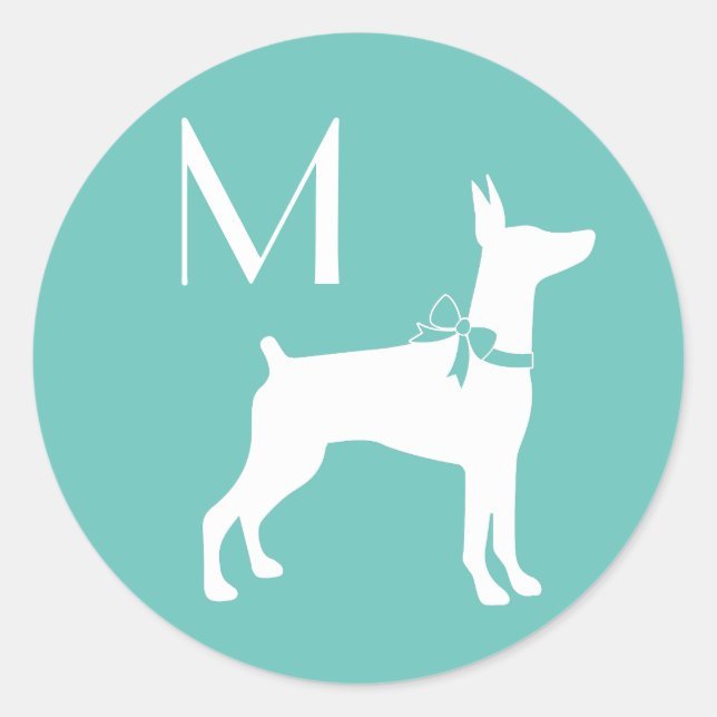Sticker Rond Dobermann Pinscher Chien Chien Puppy Dobie (Devant)