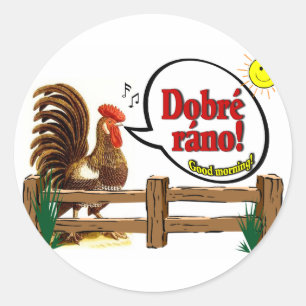 Sticker Rond Dobré ráno ! Bonjour en tchèque !
