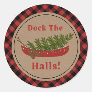 Sticker Rond Dock Les Halls Canot Arbre de Noël Plaid