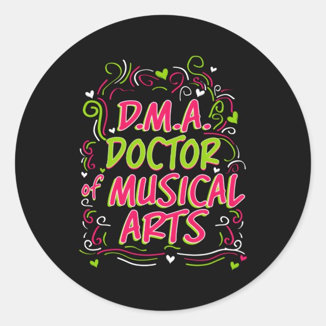 Sticker Rond Docteur Dma En Doctorat Musical (Devant)