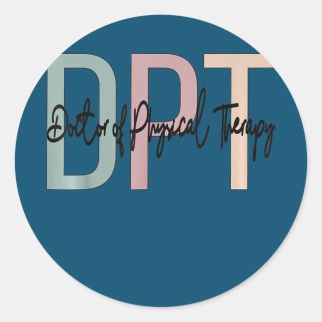 Sticker Rond Docteur En Thérapie Physique Boho DPT (Devant)