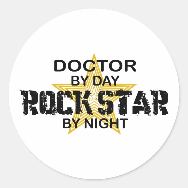 Sticker Rond Docteur Rock Star Night (Devant)