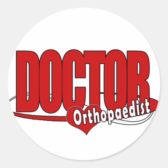 STICKER ROND DOCTEUR ROUGE DE LOGO D'ORTHOPÉDISTE GRAND (Devant)