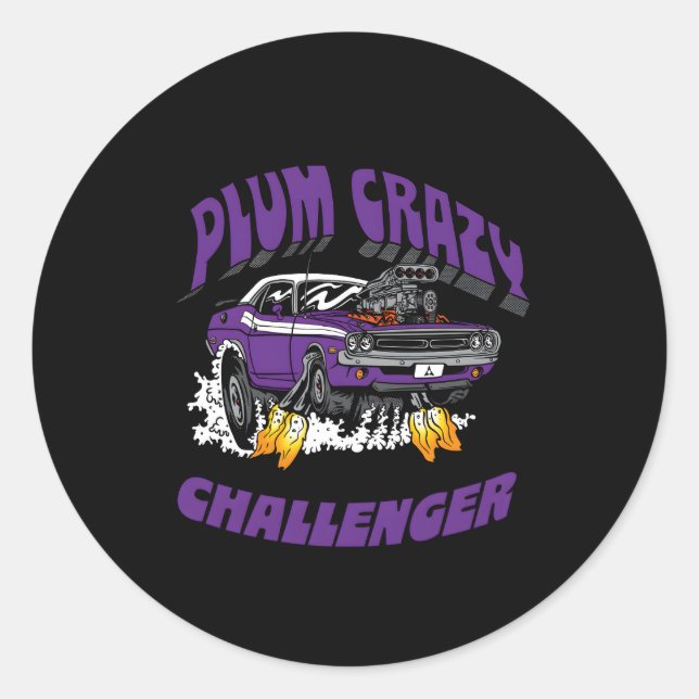 Sticker Rond Dodge Challenger Plum Crazy Dernier Call (Devant)