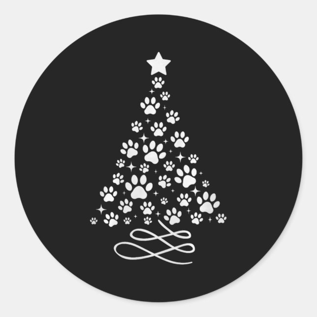 Sticker Rond Dog Paw Christmas Tree Pajamas Holiday Dog Family  (Devant)