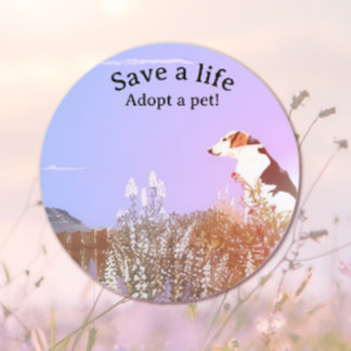 Sticker Rond Dog Waiting for his Family