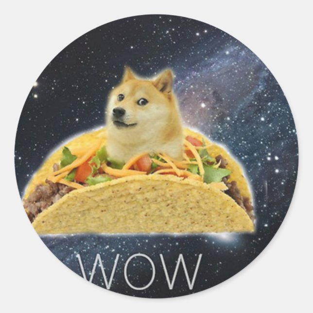 Sticker Rond doge space taco meme (Devant)