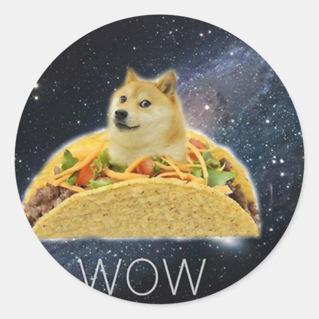Sticker Rond doge space taco meme (Devant)