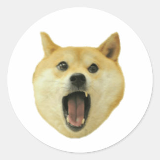 Sticker Rond Dogecoin Doge Doge Funny Visage Chien