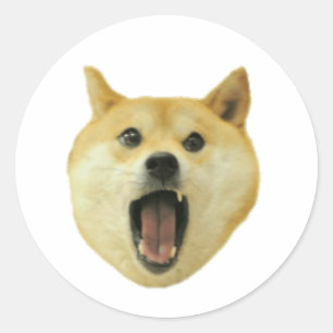 Sticker Rond Dogecoin Doge Funny Face Dog