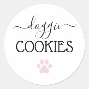 Sticker Rond Doggie Cookies Traite Calligraphie Favoriser
