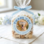 Sticker Rond Doggie Treat Wedding Favors Dog Photo Thank You<br><div class="desc">ADD YOUR DOG’S PHOTO FACE, POSITION THE SUNGLASSES, AND YOU’RE DONE! IF YOU'D LIKE TO CHANGE THE SUNGLASSES FRAME COLOR, SIMPLY UNGROUP THAT LAYER. Make your furry friend part of your special day with these wedding dog (or cat) stickers! Perfect for doggie bags or any custom favors. Celebrate your favorite...</div>