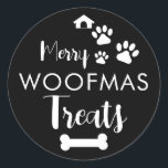 Sticker Rond Doggy Christmas Present, pooch, Custom Dog Biscuit<br><div class="desc">Conçu par The Arty Apples Limited</div>